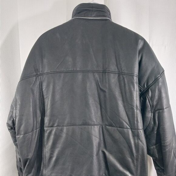 WILSONS! AWESOME BLACK GENUINE LEATHER PARKA STYLE THERMAL LINED COAT! SZ XL - Picture 9 of 14